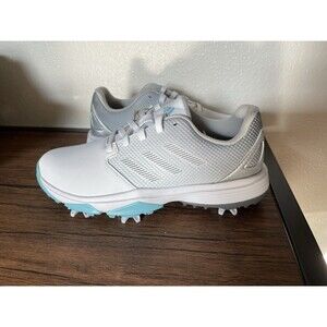 Adidas ZG21 Kids Unisex Size 2 White/Gray/Blue Soft Spike Golf Shoes